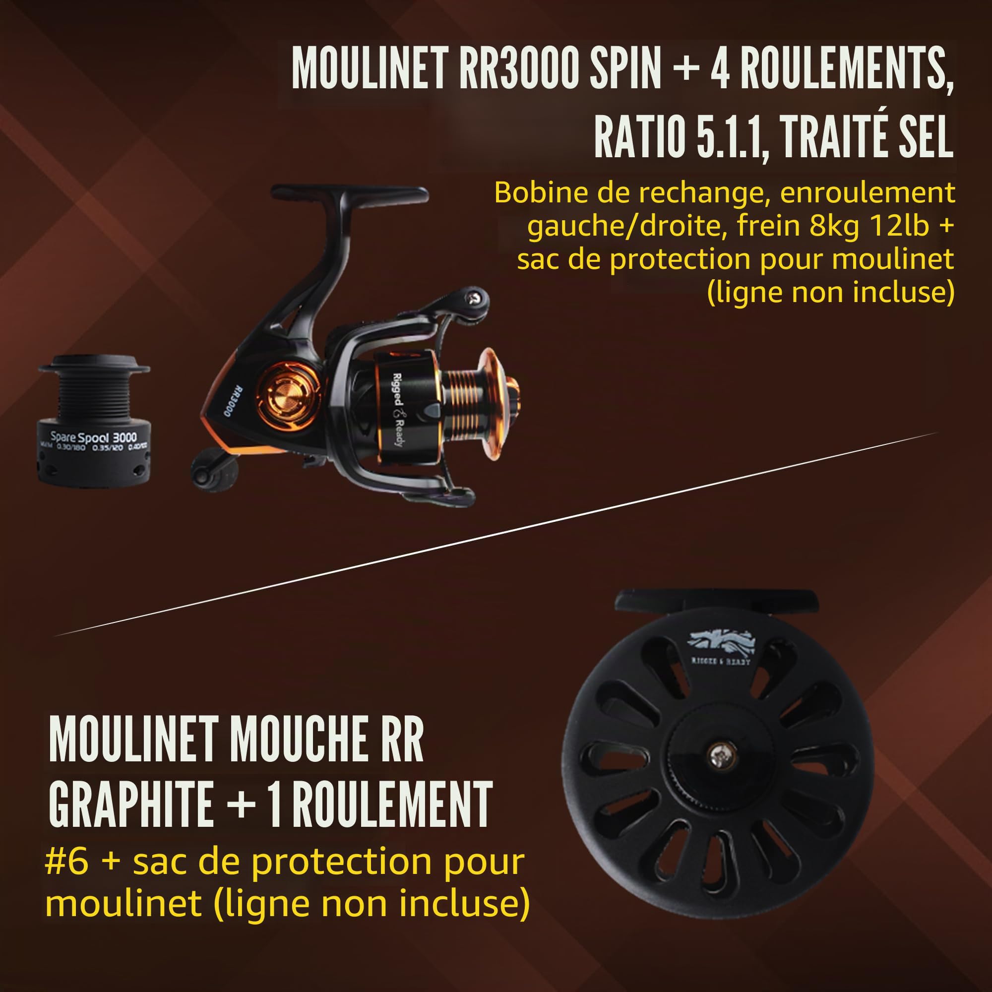 Cannes à pêche de voyage Rigged & Ready X5 Series Spin-Fly – Combinaison de canne X5 et 2 moulinets, canne X5 ou X5 Max – Cannes multifonctionnelles super compactes, 4 pointes, 5 techniques-1 canne à