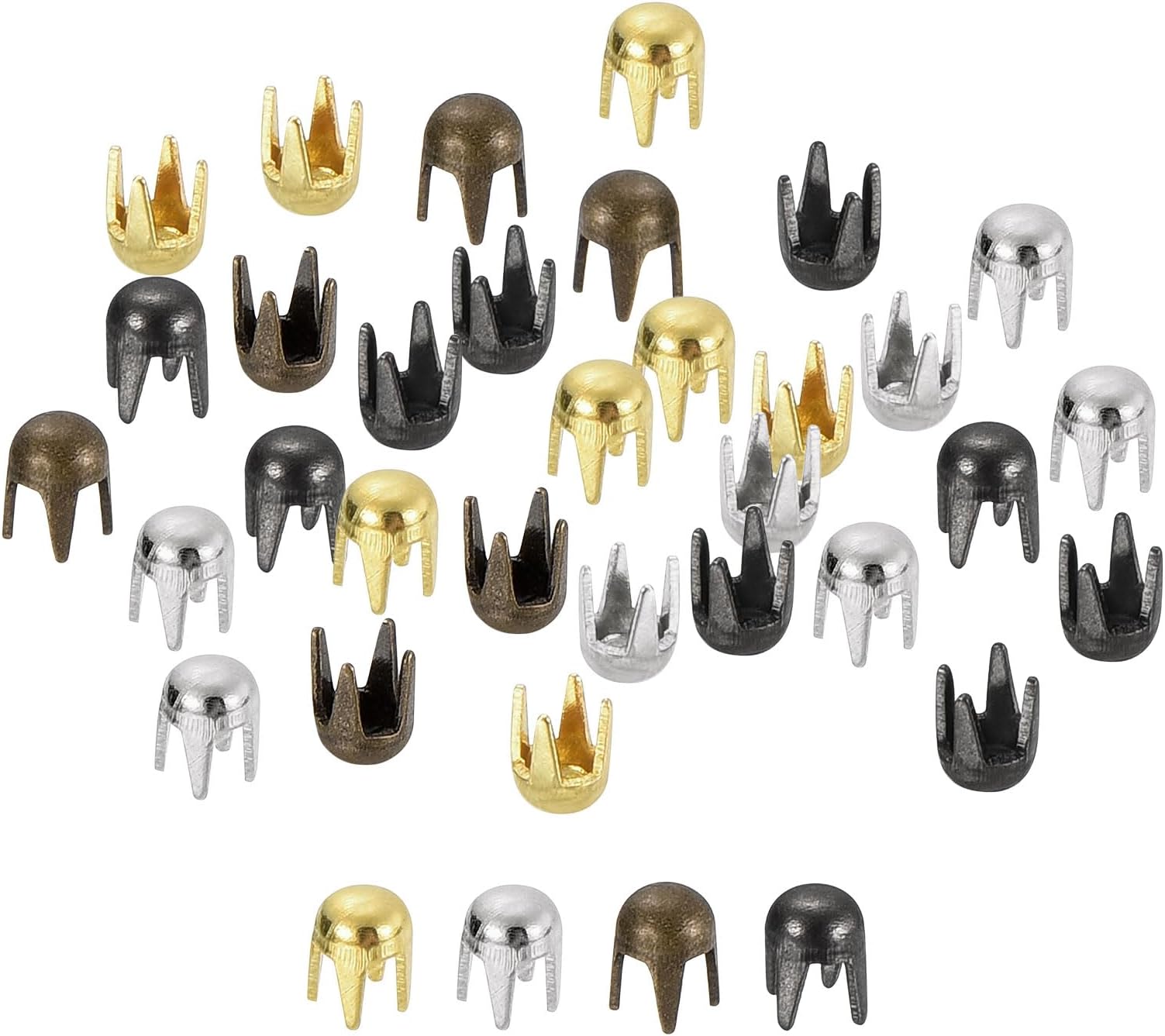 80Pcs Mixed Color Round Dome Rivets, 2mm Brass Spike Studs Spots Punk Rock Nailheads Claw Beads Assorted Kit for DIY Clothes Belt Bag Shoes Bracelet Leather Craft