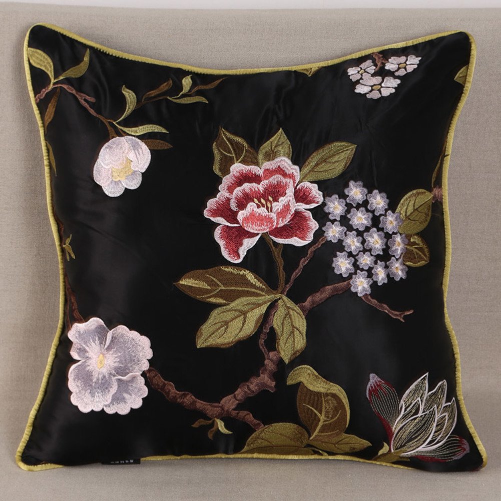 Oreiller brodé de soie au style de campagne américaine 45x45 cm