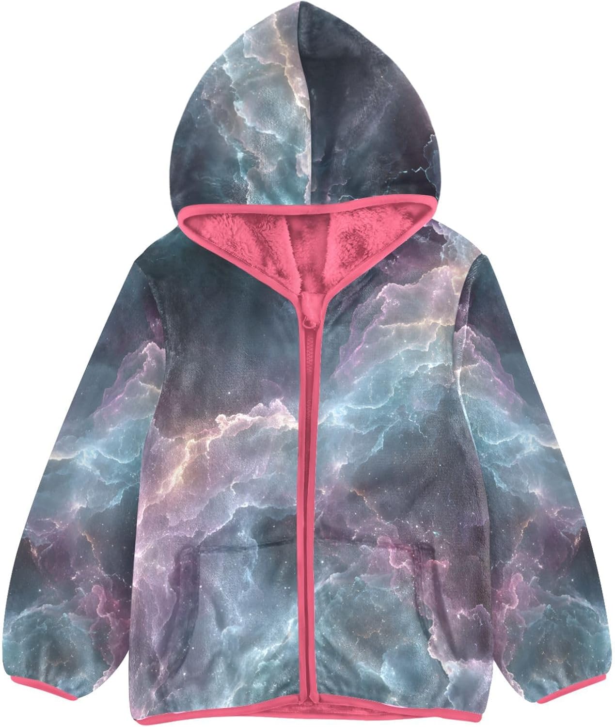 ALAZA Blue and Purple Lightning Hoodie Jacket for Girls Toddler Fleece Zip Up Coat Plush Jacket for 3 Years