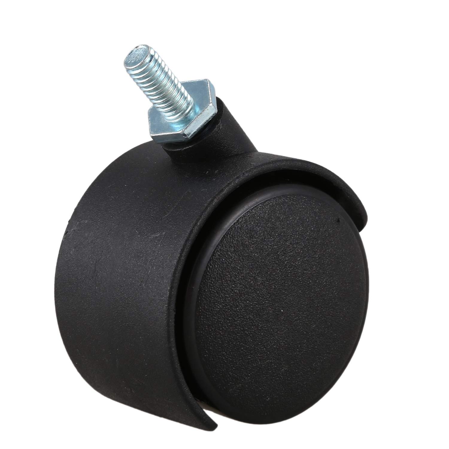 Drehbare Rolle mit Doppelrad, 6 mm Gewinde, 40 mm, Schwarz
