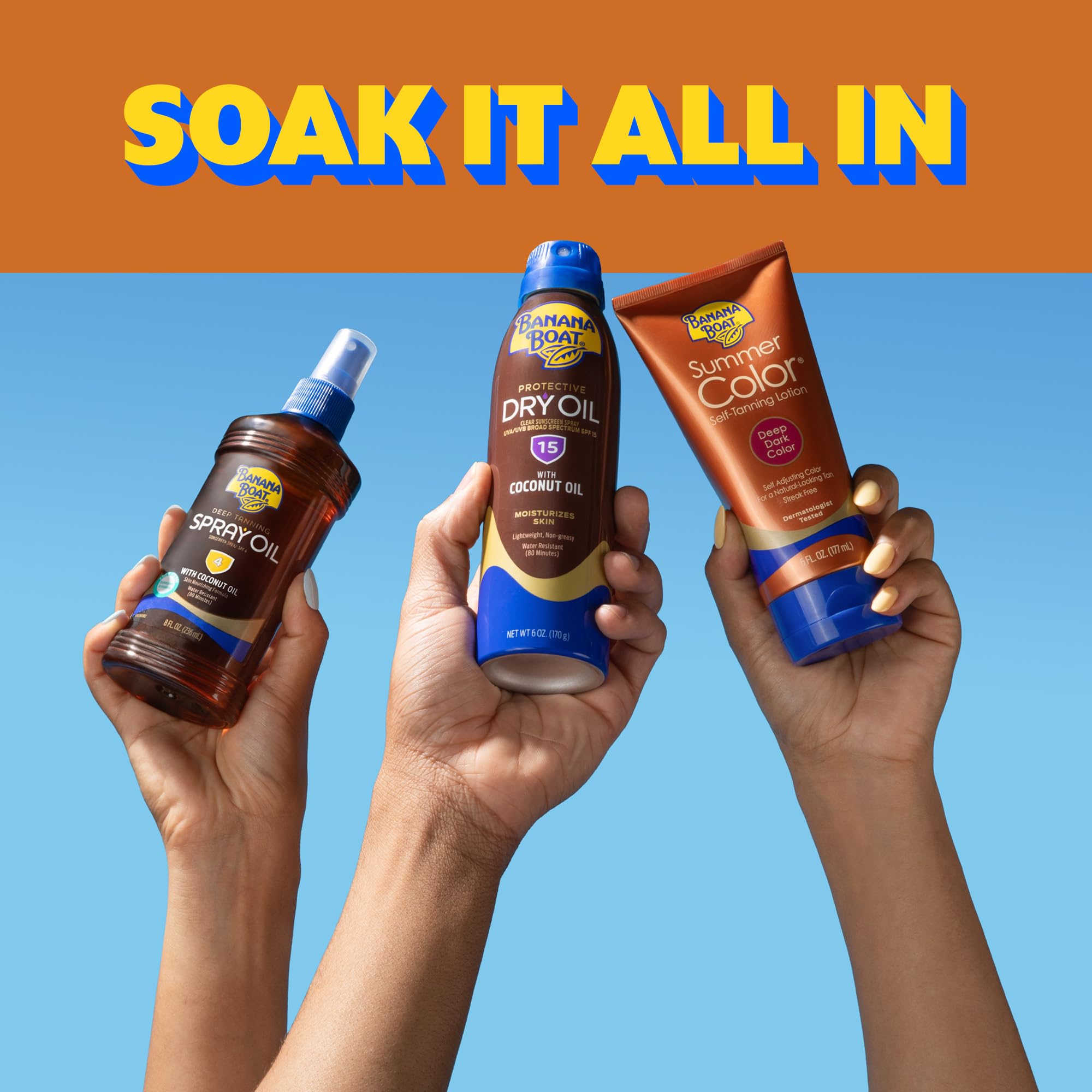 Banana Boat Dry Tanning Oil Spray Sunscreen SPF 15, 6 oz Pack of 3