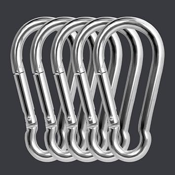 Badem10 Carabiner 6 MM Spring Hook Stainless Steel Lock Fishing Rod Mountaineering Camping Supplies Swing Key Hanger Lock 5PCS
