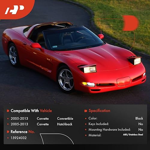 Miniatura 2 de A-Premium Pestillo de manija de la guantera negro compatible con Chevrolet Corvette 2005-2013 Convertible Hatchback