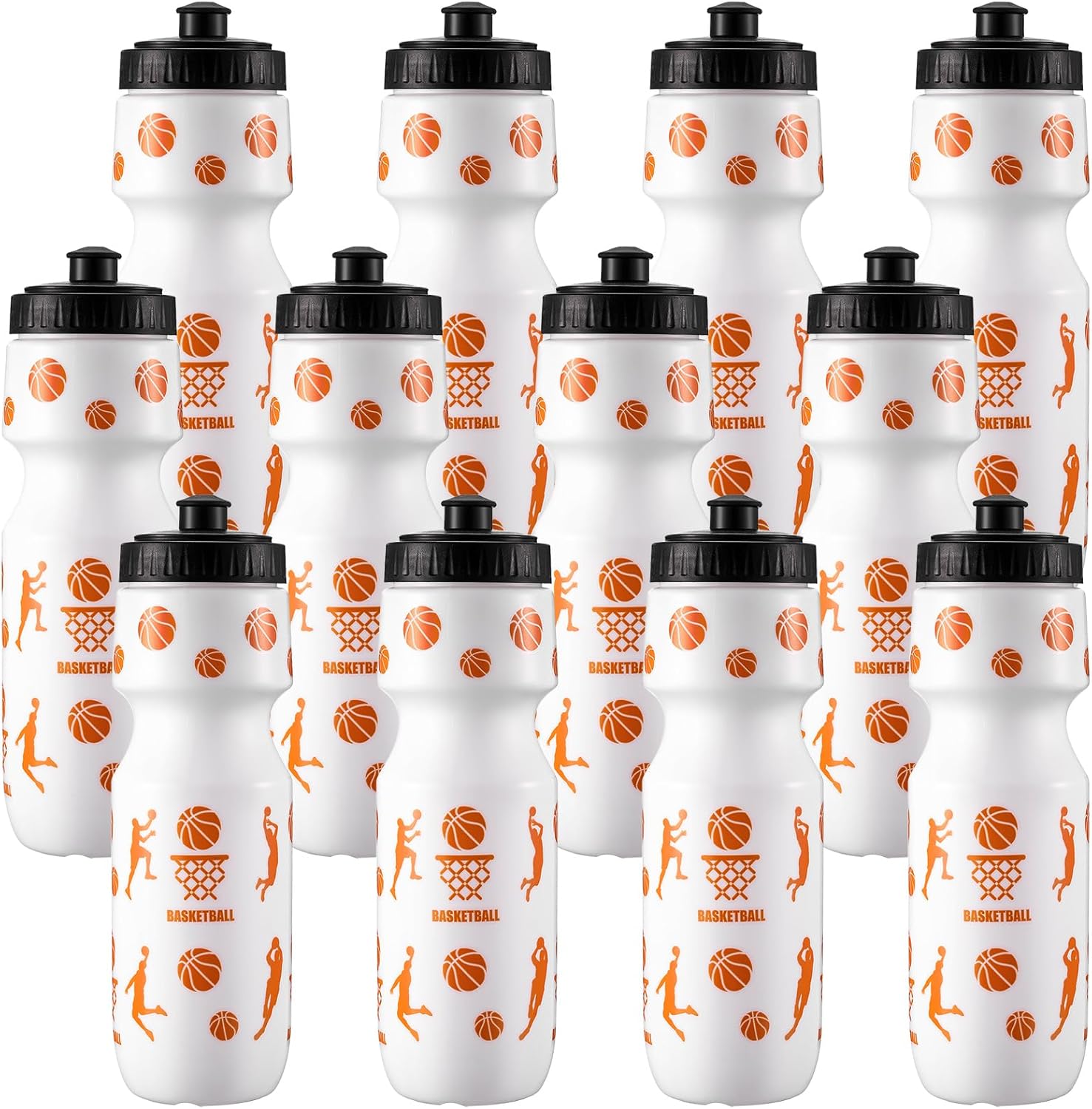 Talltalk 16 Pack Basketball Party Favors, 24 oz Basket Team Gift Water Bottles Bulk, Reusable Gifts Sports Party Favors for Team, Practice & Gym