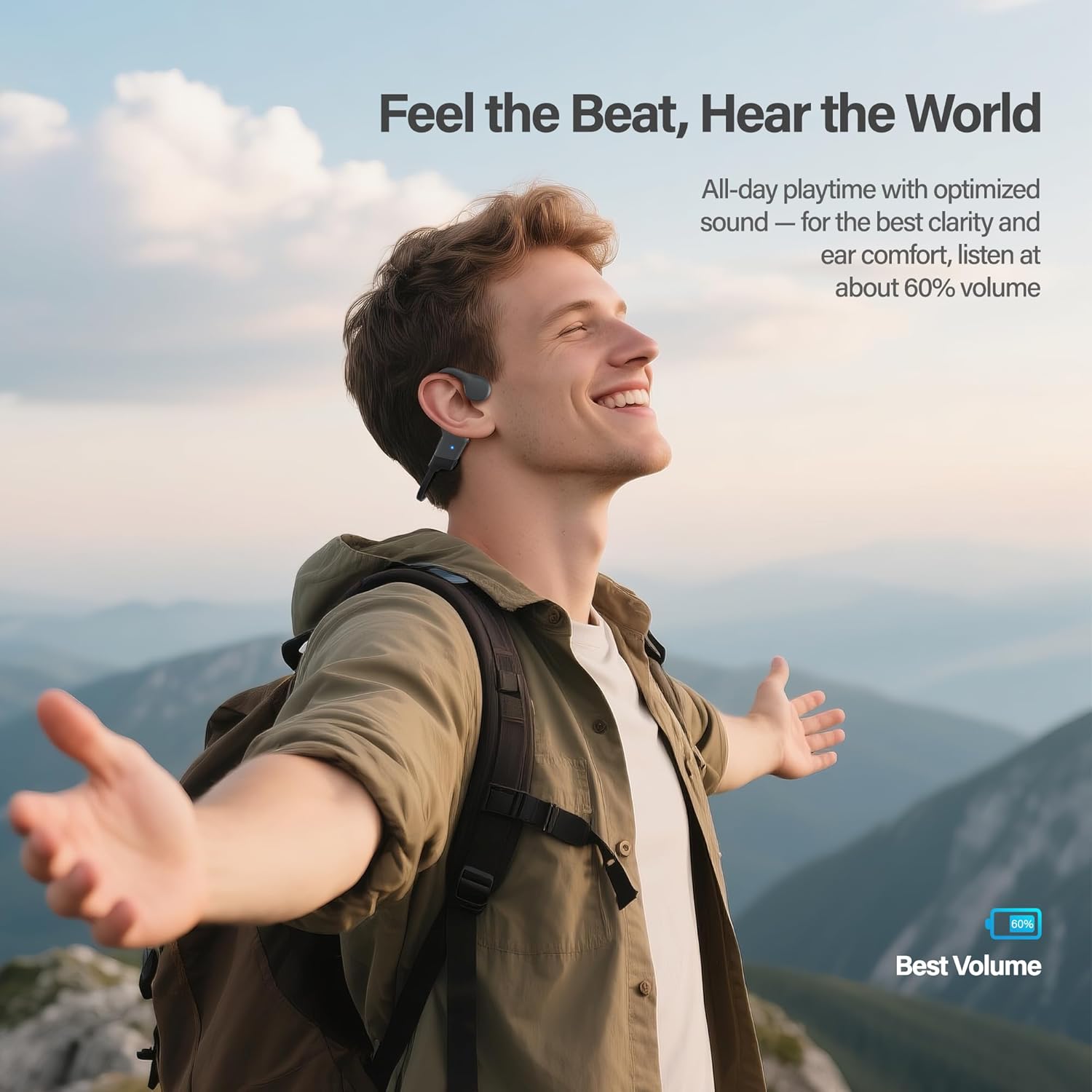 Bone Conduction Headphones, Wireless Bluetooth Open-Ear Sports Headphones with Mic, Type-C Quick Charging 12H Long Battery Life, Upgrade Waterproof Earphones for Running, Cycling, Office, Daily Life