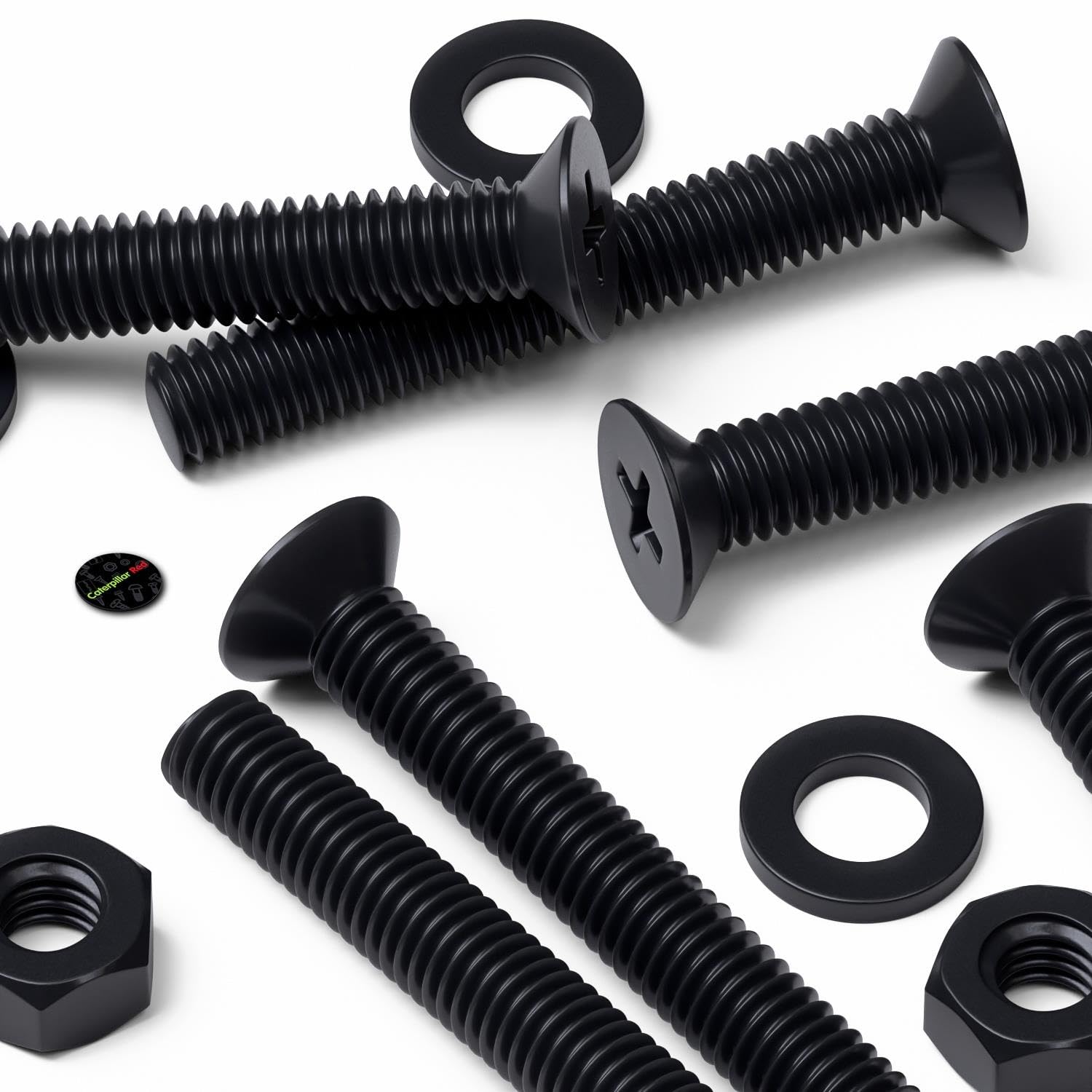 20 x Black Countersunk Screws Polypropylene (PP) Plastic Nuts and Bolts, Washers, M6x40mm, Anti-Corrosion, Chemical Resistant, (15/64 x 1 37/64 in)