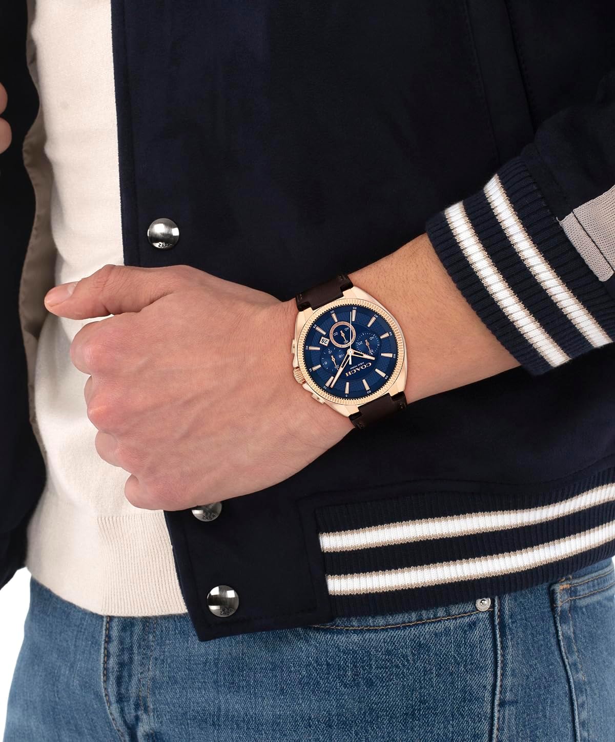 COACH Men's Jackson Chronograph Watch, 45mm Case Size, Genuine Leather Strap, Premium Fashion, Everyday Wear - Gift for Him