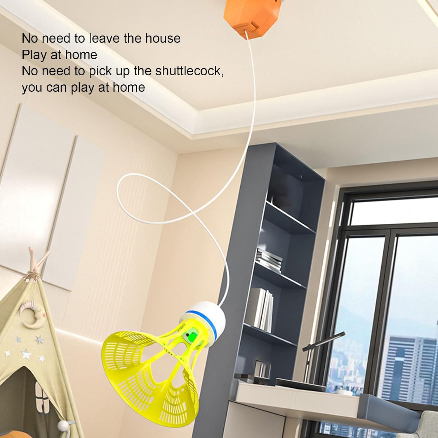 SUNGOOYUE Badminton Set, Automatic Rebounded Training Tool with Dual Rackets and Light Up Shuttlecocks for Kids and Adults