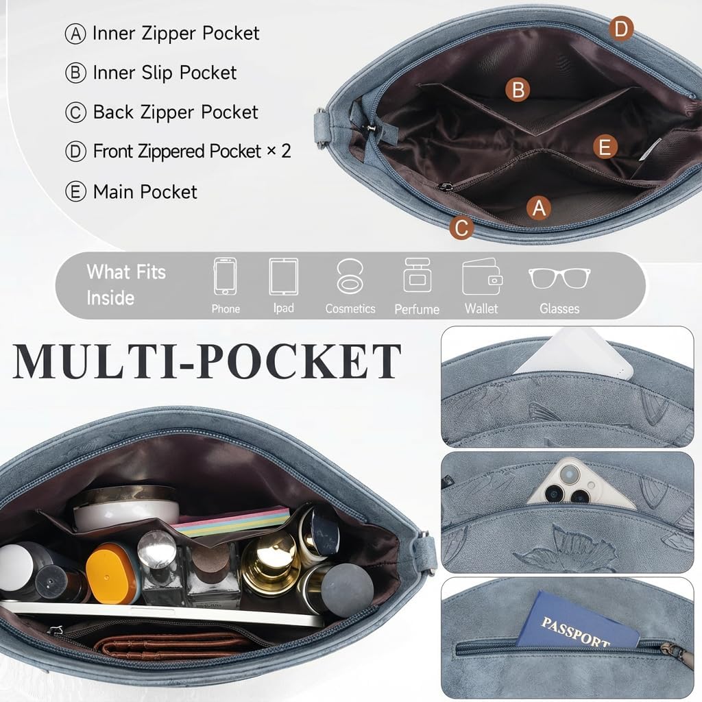 BELTANA Crossbody Purses for Women,Multi Pocket Medium Crossbody Bag,Adjustable Strap Shoulder Bag Butterfly Design | Zipper Pockets, Adjustable Strap, Lightweight, Satchel Bag, Gift for Women - Image 3