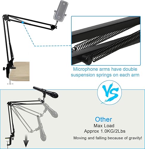 Miniatura 2 de Wave 1 - Soporte para micrófono, soporte de brazo de brazo de micrófono profesional compatible con micrófono condensador USB Elgato Wave 1 por
