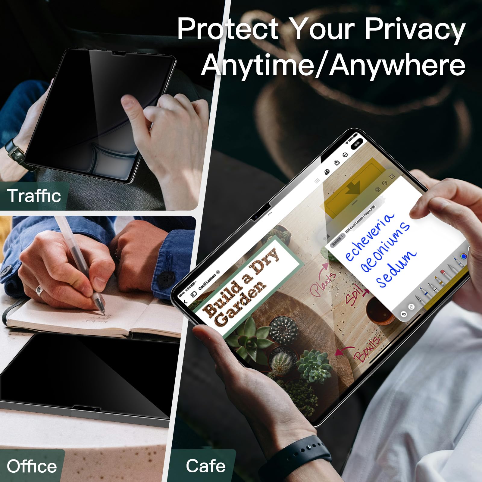 JETech Privacy Pellicola Protettiva per iPad Air 13 Pollici M4/M3/M2 (2026/2025/2024) Vetro Temperato Anti-Spy, 1 Pacco