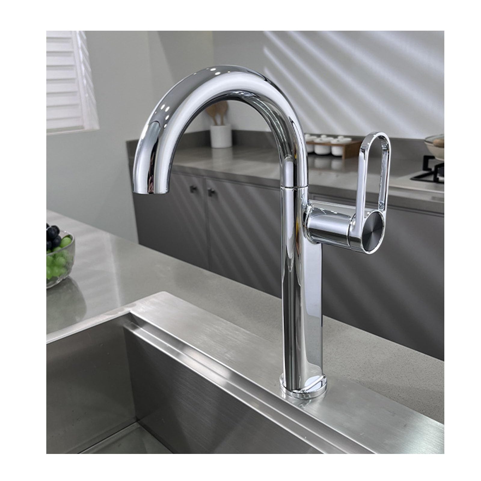 Csxsxauo Silver Single Handle Vessel Sink Faucet With Swivel Spout For Hot And Cold Water In Bathroom