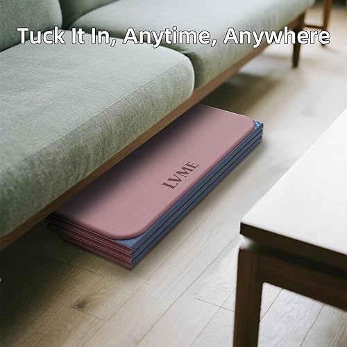 Miniatura 7 de Tapete de yoga plegable, extra grueso de 0.32 pulgadas, certificado SGS, antideslizante, 71 x 24 pulgadas, plegable para viajes, pilates, camping,