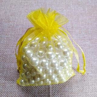 ORGEFY Lote de 100 Bolsas de Organza dibujables de 10 x 15, 11 x 16, 13 x 18 y 15 x 20 cm, para Navidad, Embalaje de Joyas, Color Amarillo, 13 x 18 cm.