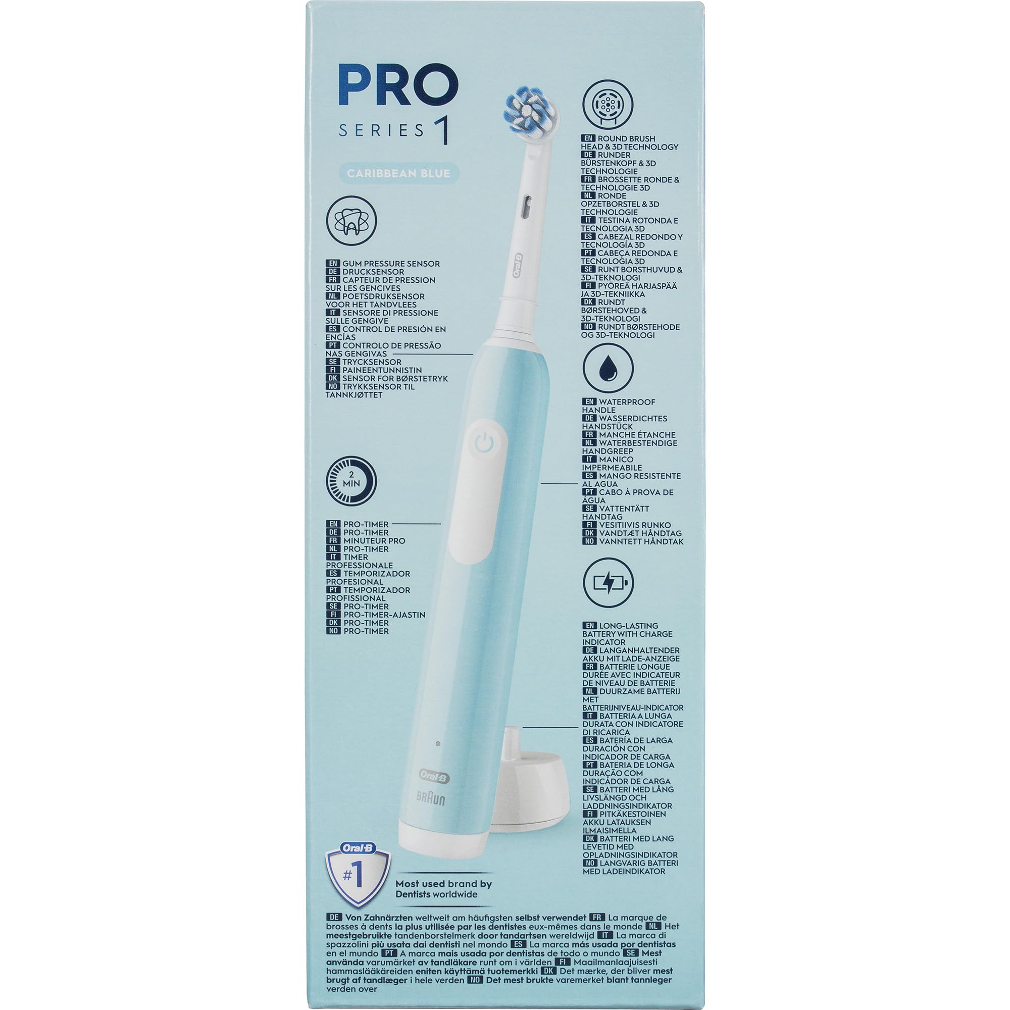 Oral-B Brosse à dents électrique rechargeable série 1 bleu avec 1 tête de rechange. 1 brosse à dents