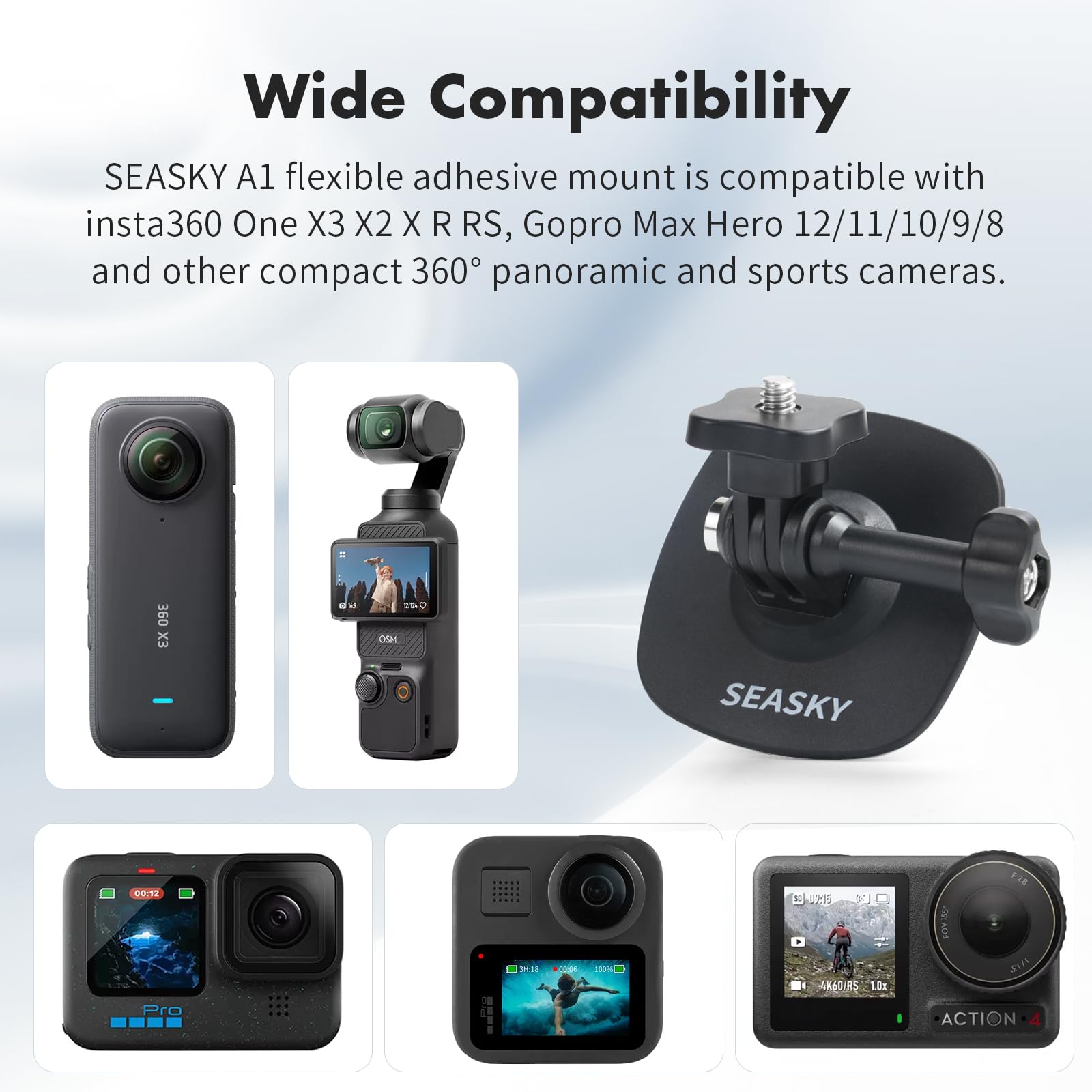 Supporto Adesivo Flessibile Go Pro Per Insta 360 X4 X3 X2 X RS R, Kit Di Accessori Per Montaggio Su Casco Con Fibbia Compatibile Con Hero 12 E DJI Osmo Action