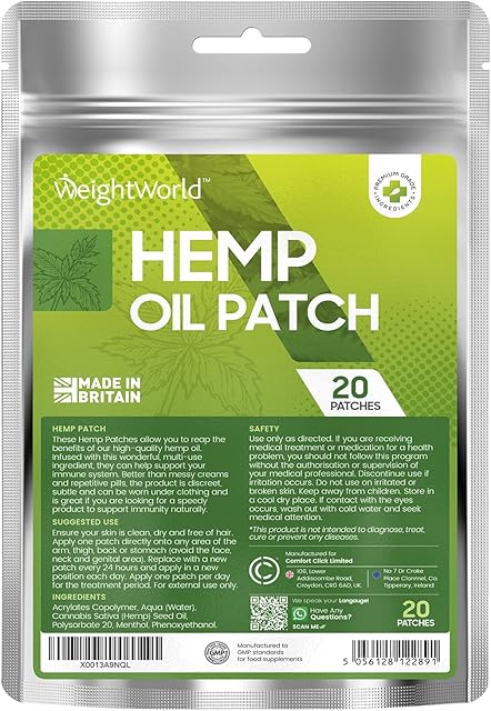 Hemp Patches X 20 - 24 Hour Transdermal Adhesive Hemp Oil Pads for Muscle & Joint Health - Suits Sensitive Skin - Easy Peel Neck, Back, & Knee Patches - Natural Deep Heat Patches - Sweat Proof