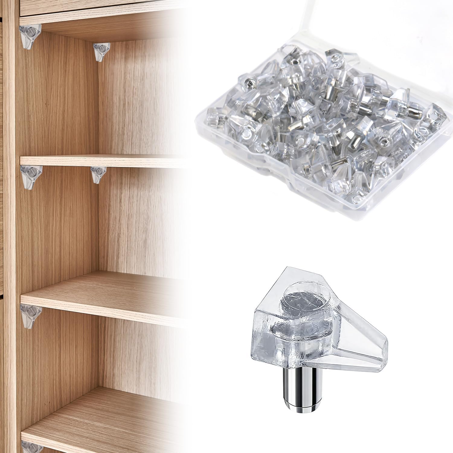 50PCS 3/16 Inch Shelf Support Pegs,5mm Clear Plastic Cabinet Shelf Pins,Shelf Supports Pins for Wood Shelving,Shelf Bracket Nail,Kitchen,Furniture,Book Shelves,Closet (50 Pcs)