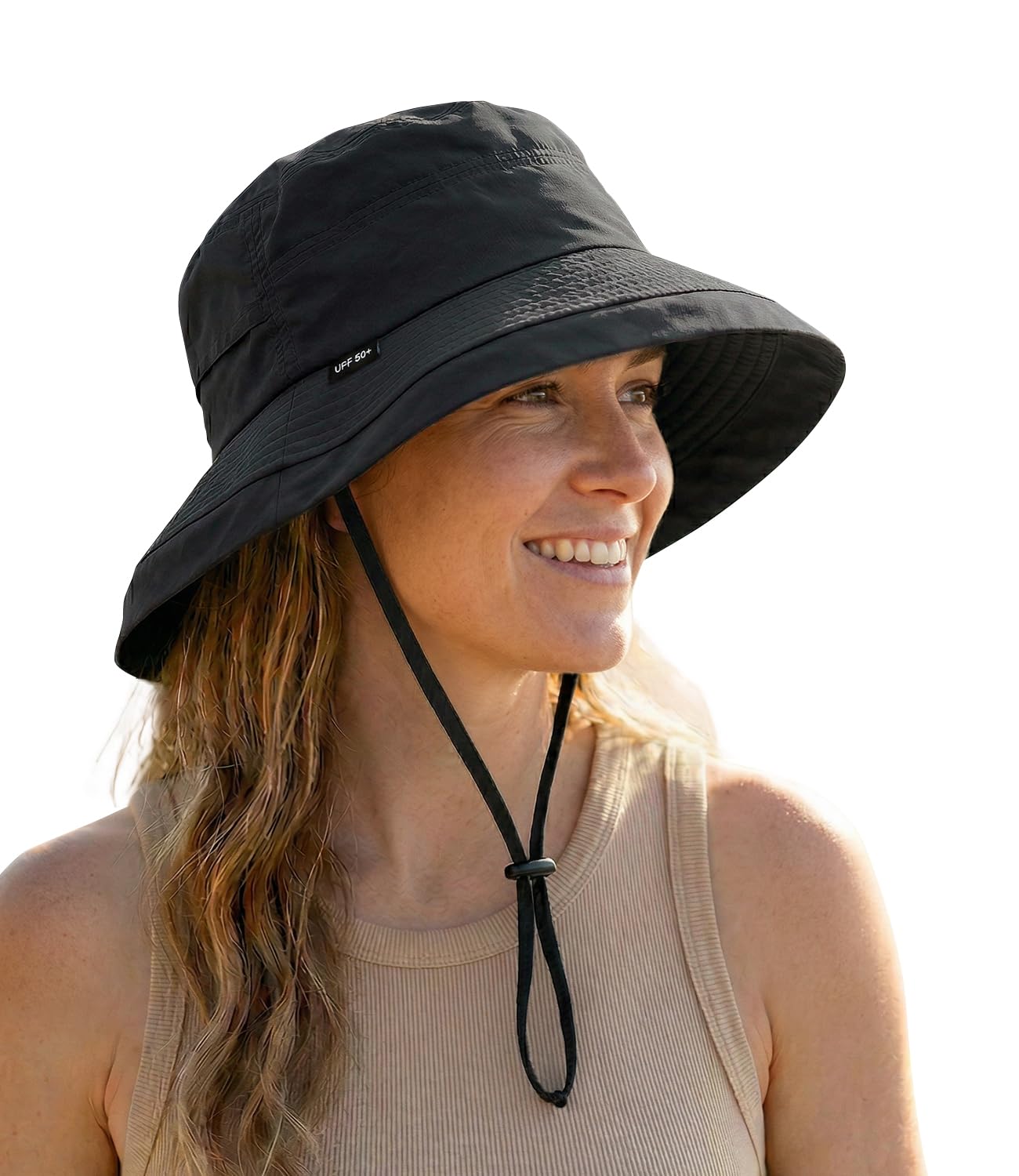 Creekstone Women's Black Bucket Sun Hat For Upf 50+ Wide Brim, Packable, Waterproof Rain Hat For Hiking Outdoor Travel (Uk, Alpha, One Size, )