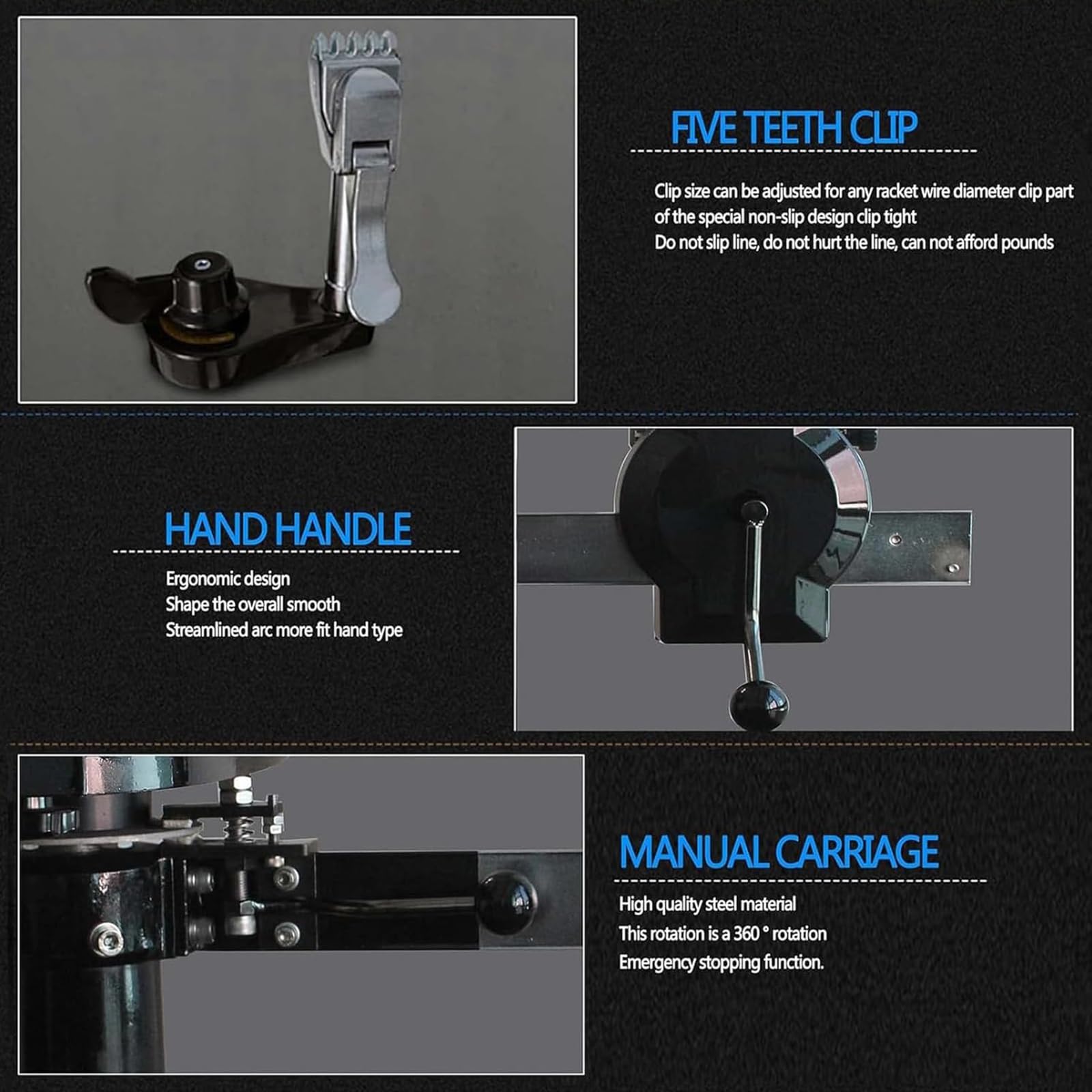 Incordatrice per racchette, velocità di trazione regolabile, doppia scala (Kg/Lb), strumento resistente per racchette da badminton e tennis