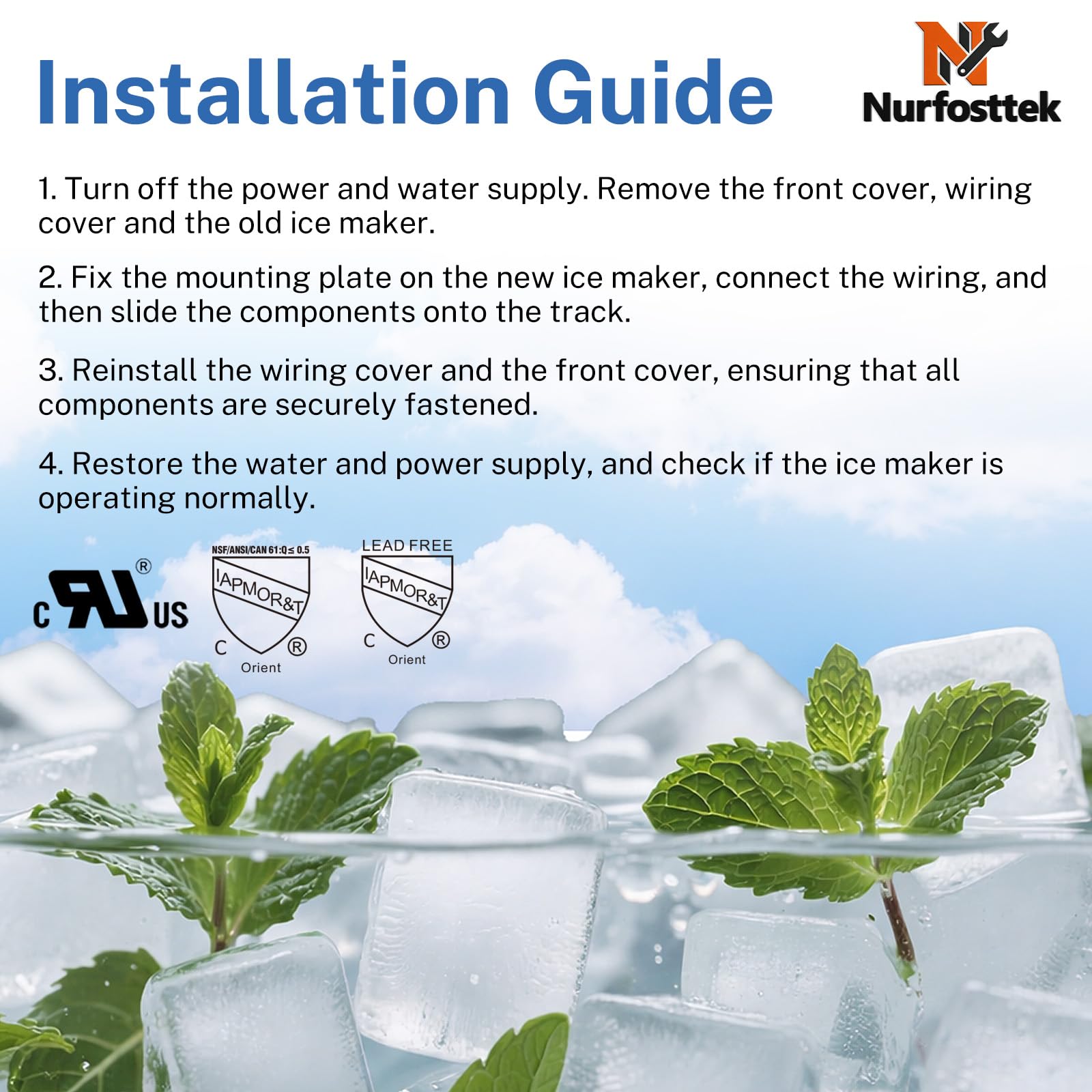 2198597 Ice Maker, 185W 115V 60Hz, Compatible with Whirlpool Maytag KitchenAid Amana Refrigerator, Replaces W10122502 626663 1016069 2198678, High Efficiency Ice Making - 5