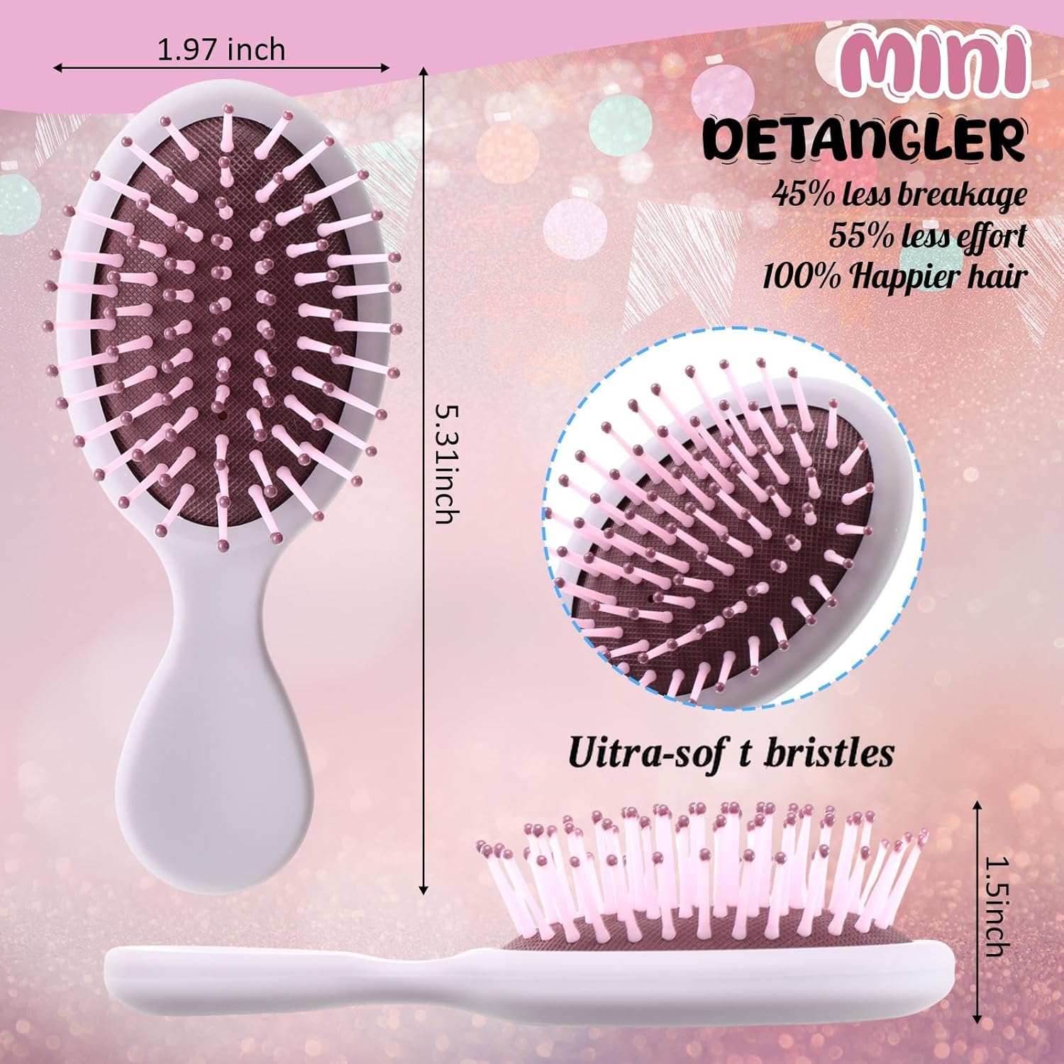 Zopeal 28 Pcs Kids Graduation Gifts Wet Hair Mini Brush Hygiene Supplies Bulk Girl End of School Small Pocket Travel Summer Camp Hairbrush Detangler Soft Bristle Bridesmaid Party Favor(14 Colorful)