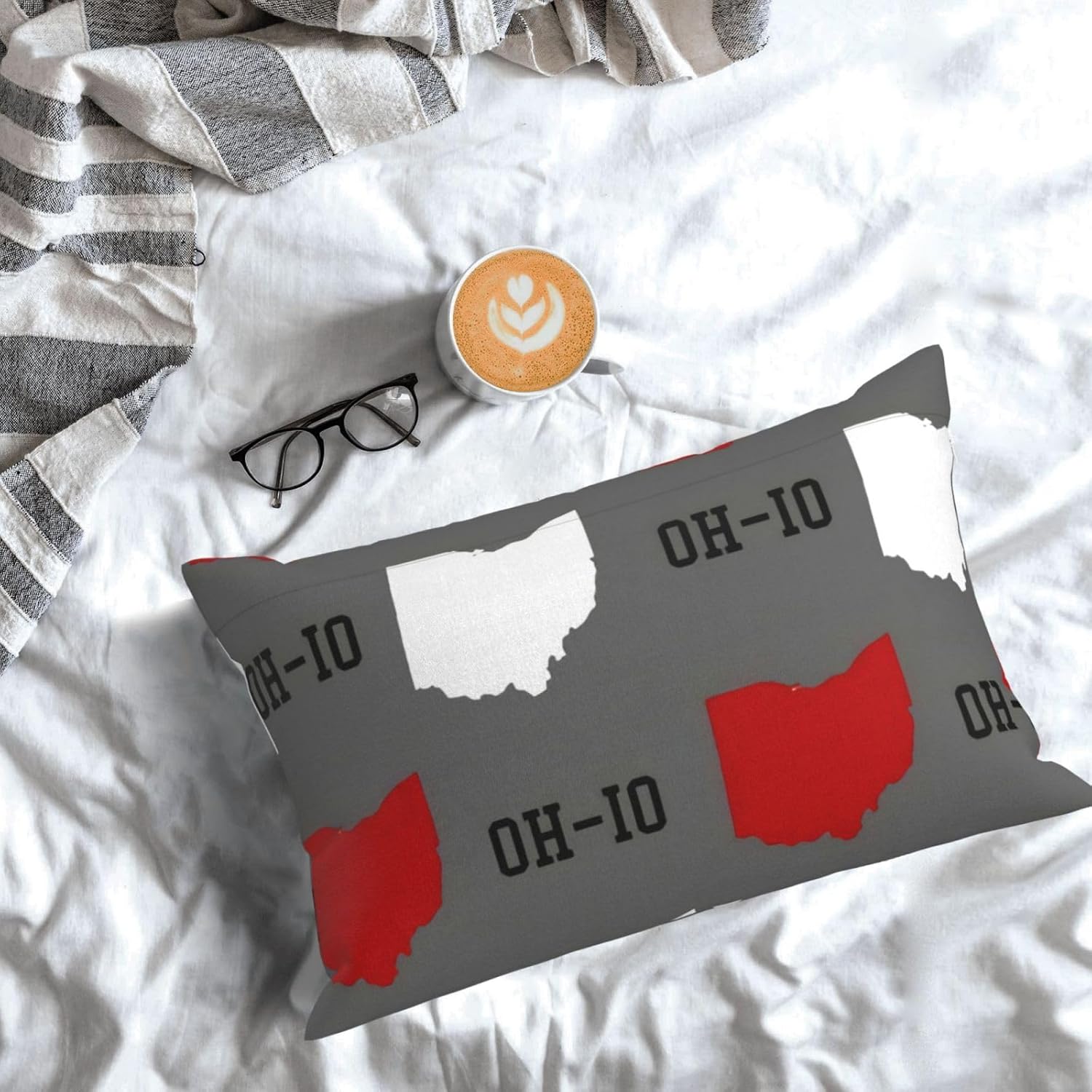 PTONUIC Pillowcase for Hair and Skin Ohio State Gray Sofa Bed Home Decor Pillow Cover Soft Travel Pillow Cases with Hidden Zipper Closure Print for Gift 14x20 inch