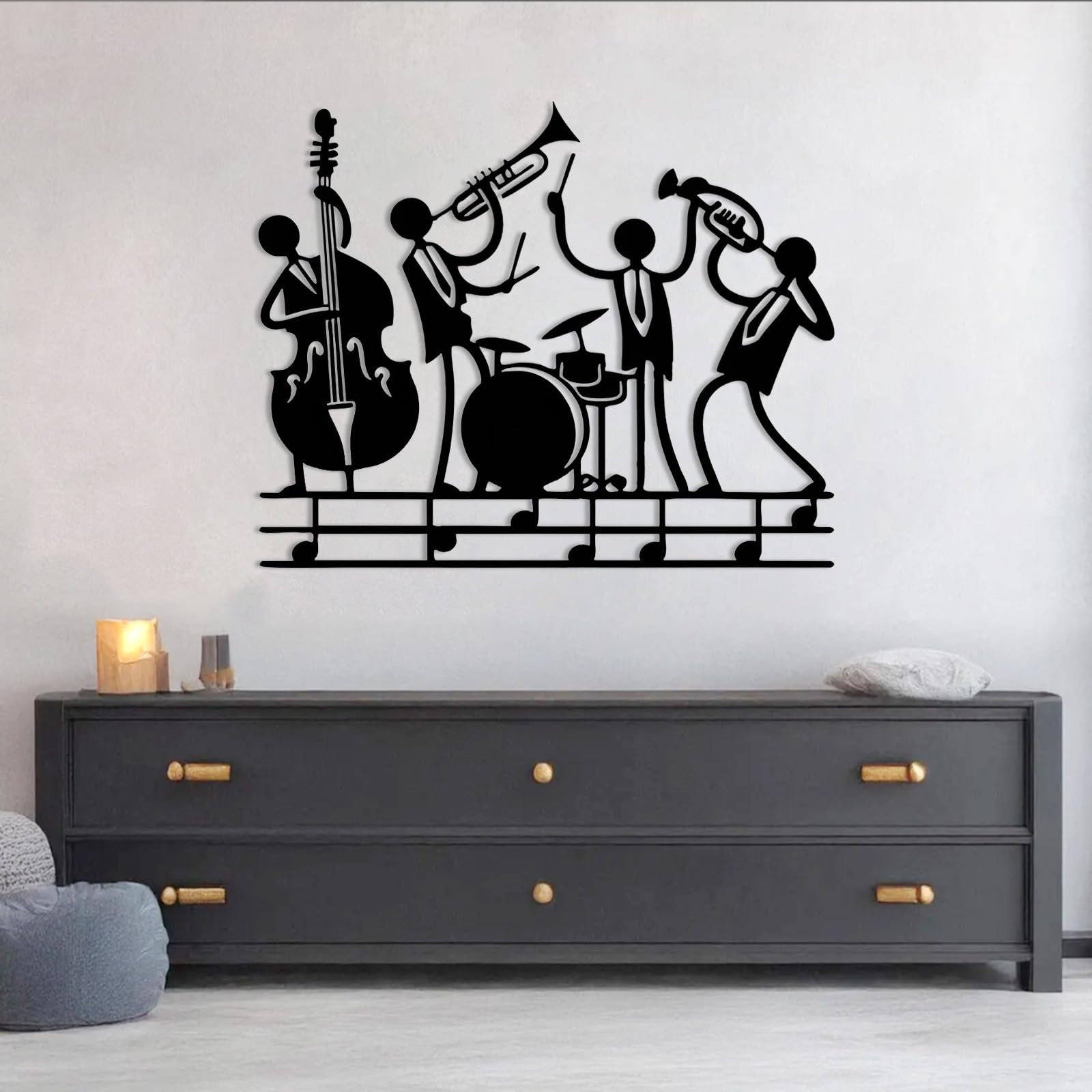 Decorazione da Parete in Metallo con Musica Jazz Astratta Decorazione per La Stanza Musicale Studio di Musica Decorazione da Parete per Soggiorno Camera da Letto Regalo per Musicista