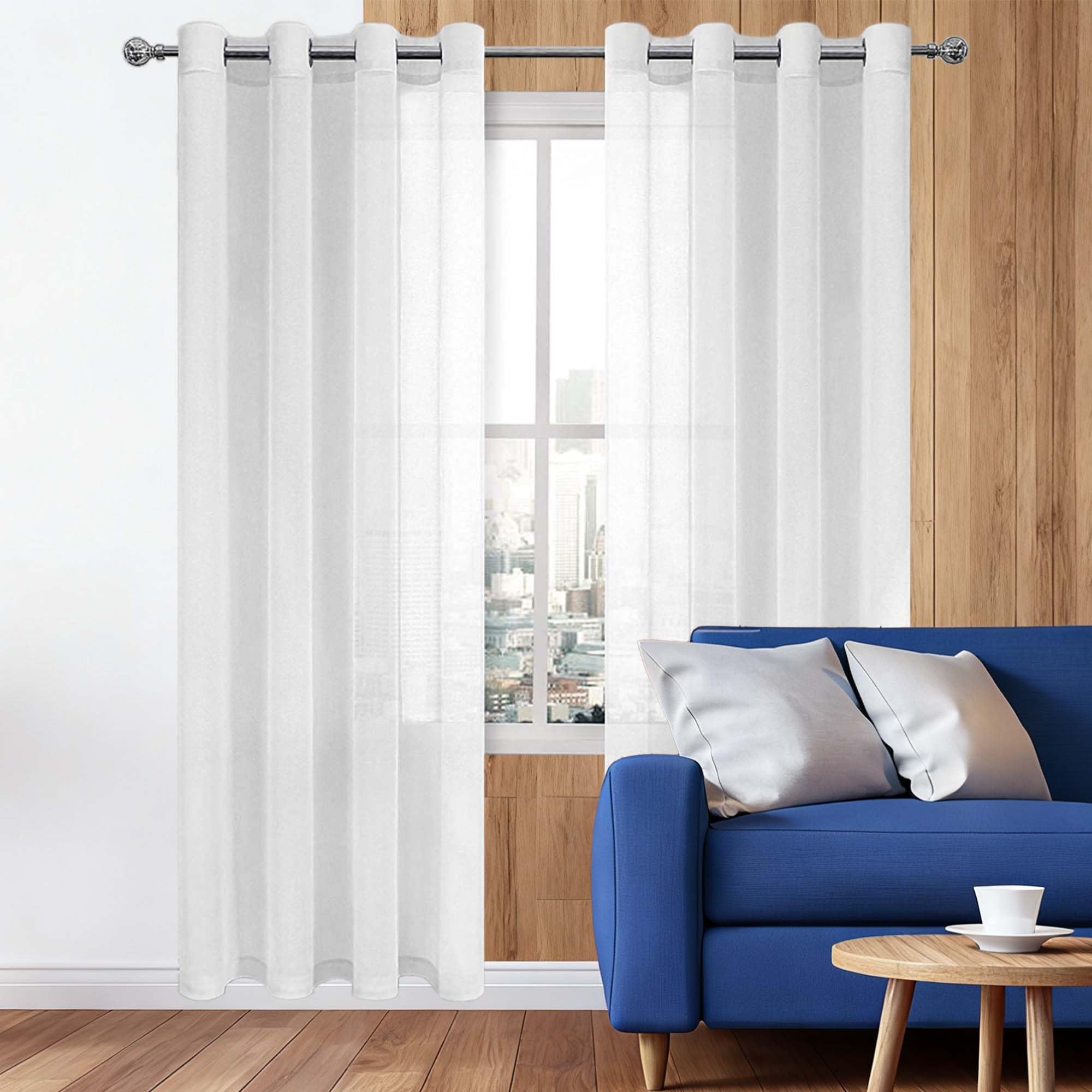 Voilages oeillets 210 x 150 cm rideaux blancs souples séjour