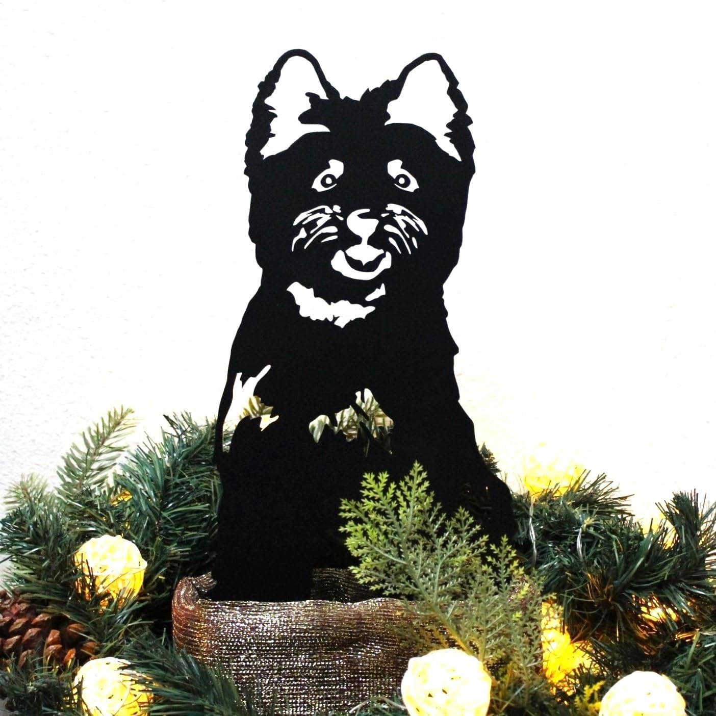 Black Powder Coated Metal West Highland White Terrier Dog Silhouette Yard Stake (Small)