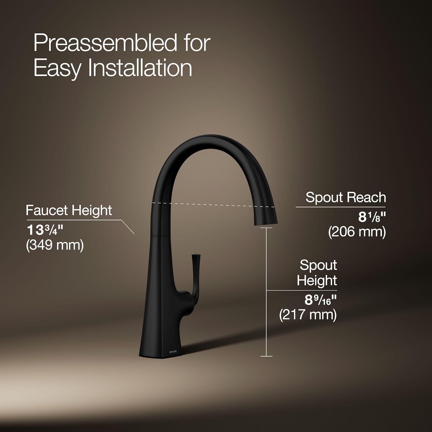 Kohler 22065-BL Graze Bar sink faucet with swing spout
