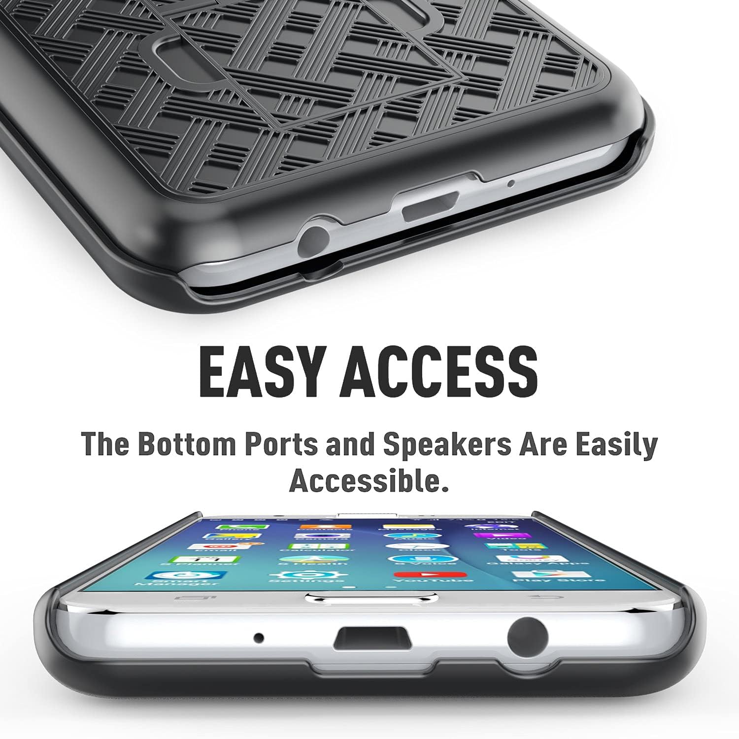 TILL for Galaxy J3 Emerge 2017 Case, TILL [Thin Design] Holster Locking Belt Swivel Clip Non-Slip Texture Hard Shell [Built-in Kickstand] Combo Case Defender Cover for J3 Prime / J3 Eclipse [Black]