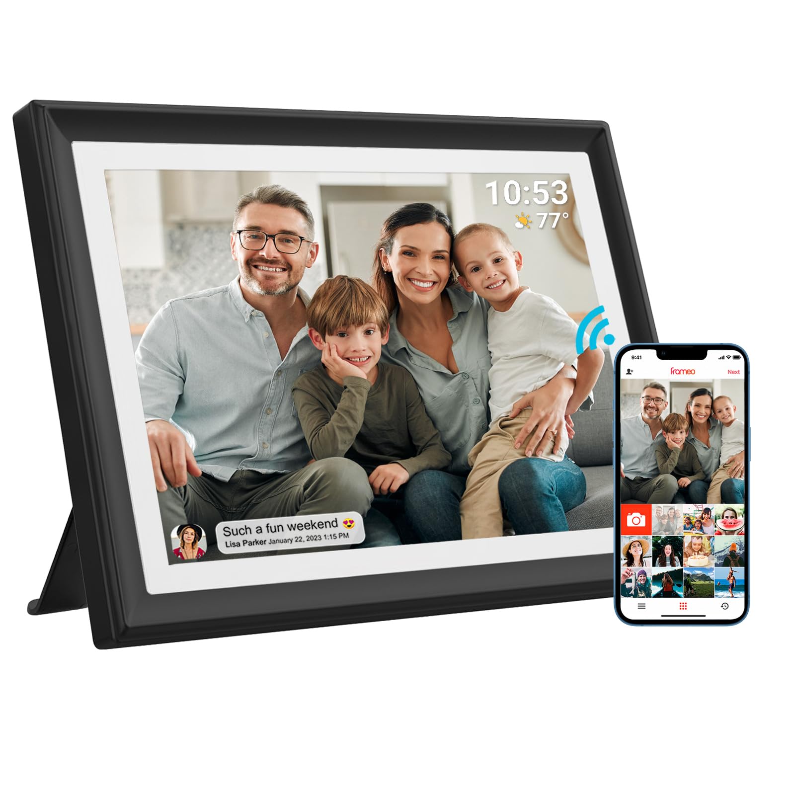 32GB FRAMEO 10.1 Inch WiFi Digital Photo Frame, 1280x800 HD IPS LCD Touch Screen, Auto-Rotate Portrait and Landscape, 32GB Storage, Share Moments Instantly via Frameo App from Anywhere
