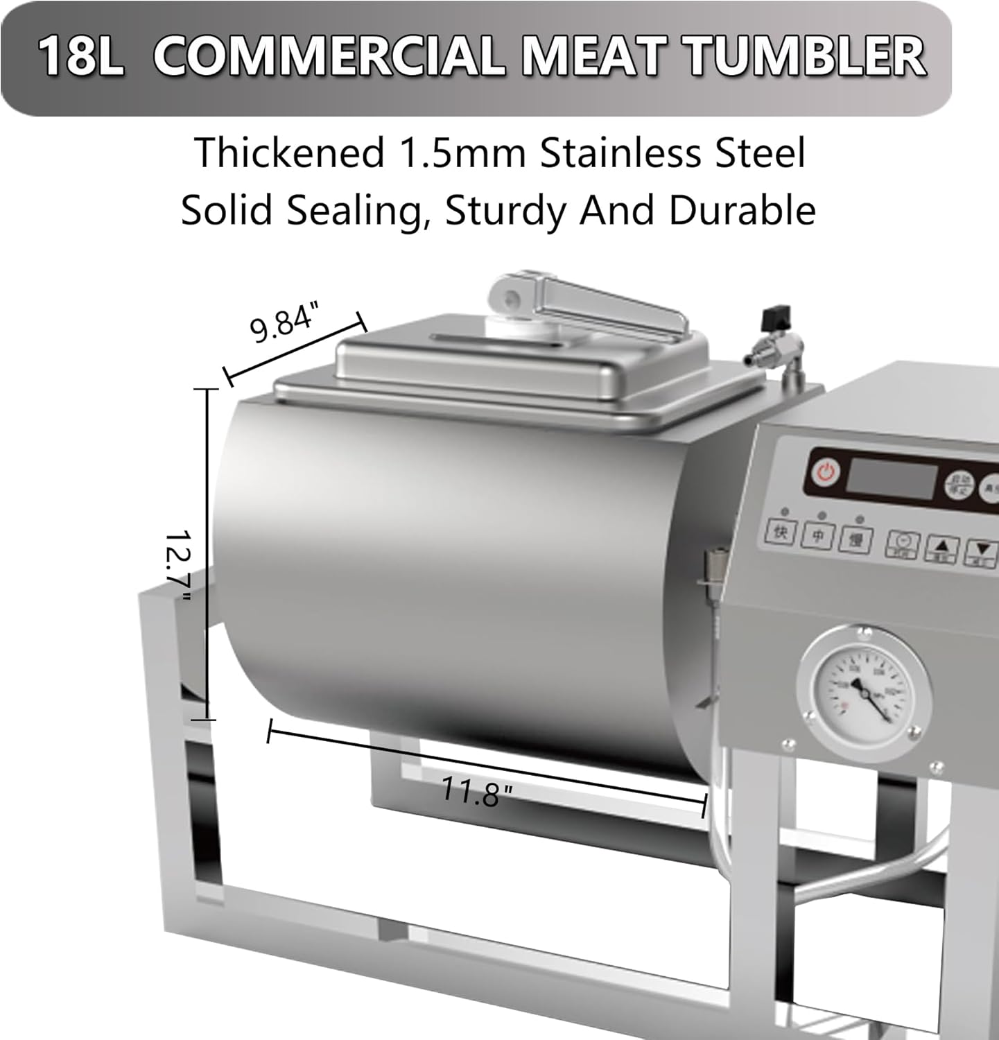 Hakka Meat Tumbler Marinator, Vacuum Curing Machine, Rapid Marination Process, 36lb/18 liters
