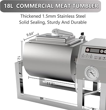 Hakka Meat Tumbler Marinator, Vacuum Curing Machine, Rapid Marination Process, 36lb/18 liters