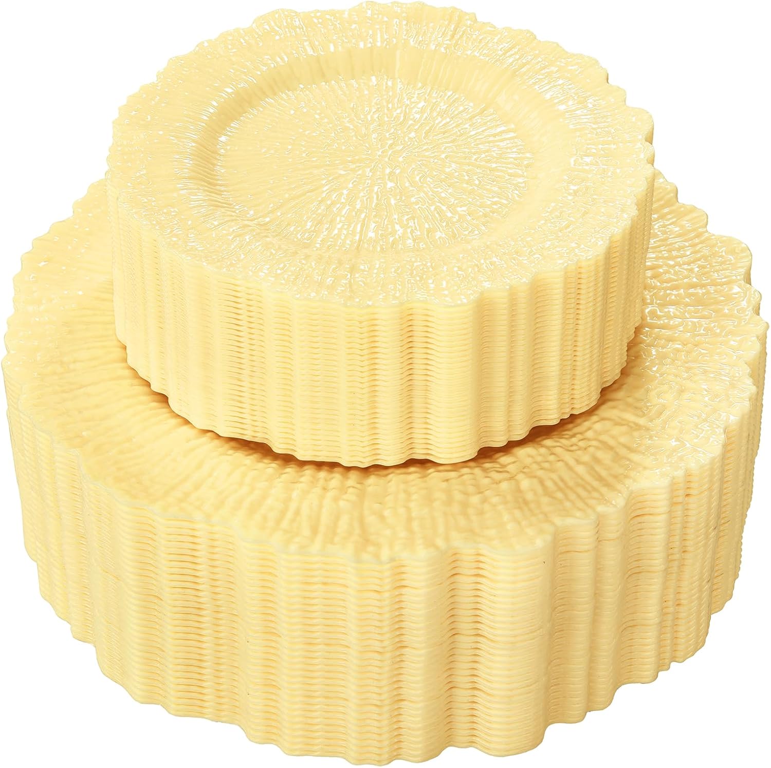 SUT 60PCS Light Yellow Plastic Plates, Disposable Plates, Include 10 inch Yellow Dinner Plates And 7 inch Dessert plates, plates Disposable Heavy Duty for Party/Picnic