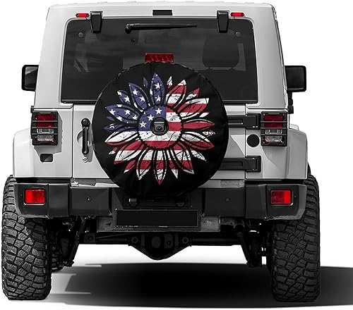 Foruidea Funda para neumático de repuesto con diseño de flor de girasol con agujero de cámara de respaldo para remolque, RV, SUV y muchos vehículos,