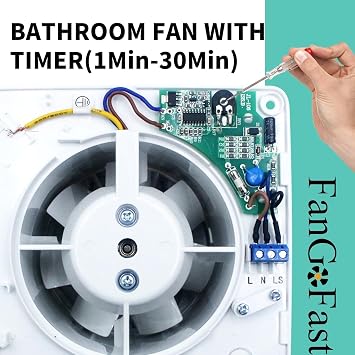 FanGoFast Bathroom Extractor Fan with Timer 4inch/100mm Bathroom Fans Quiet 12 W Powerful Wall/Ceiling Exhaust Fan for Kitchen Home Bathroom Toilet