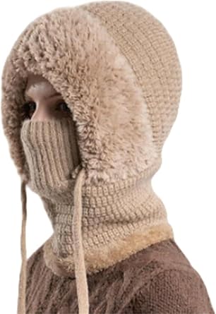 3 in 1 Beanie Hat for Women, Beanie Hat with Scarf and Mask, Windproof Warm Fleece Lined for Outdoor Travel