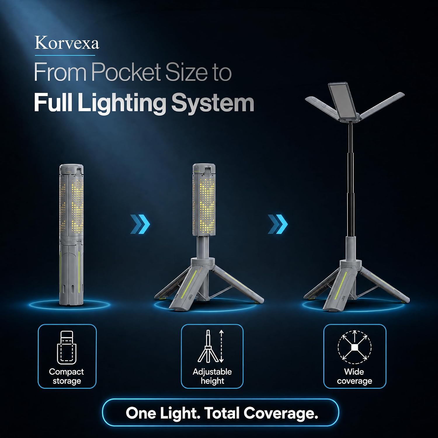 Rechargeable Telescopic Camping Light, USB-C LED Lantern with Adjustable Height, IP54 Water Resistant, 5-13H Runtime, Dimmable Multi-Mode Light for Camping, Emergencies & Power Outages
