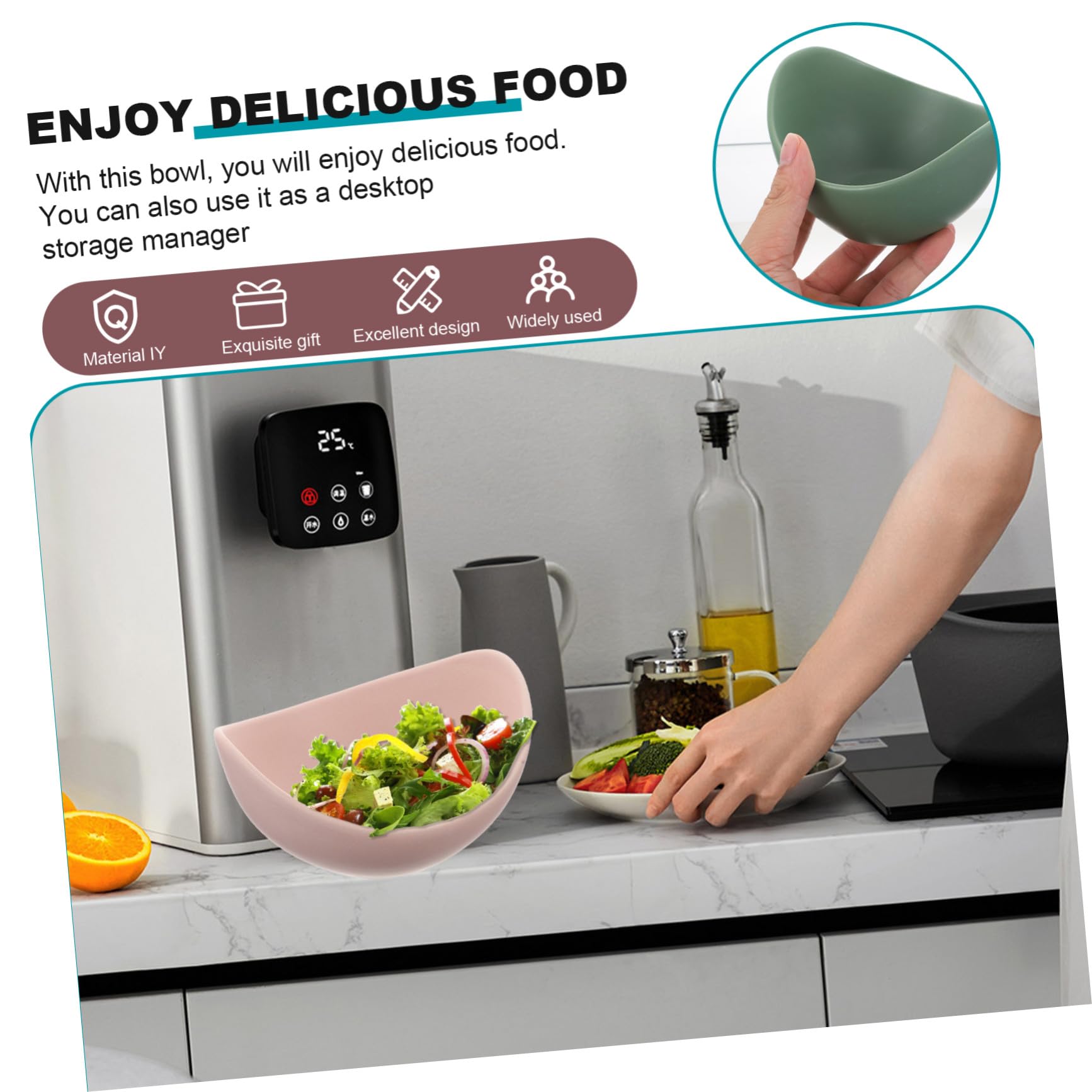Amosfun Keramik Salatschüssel und Obstschale im Lotus Design Rund mit Glatter Oberfläche Einfach zu Reinigen zur Aufbewahrung für Instant Nudeln