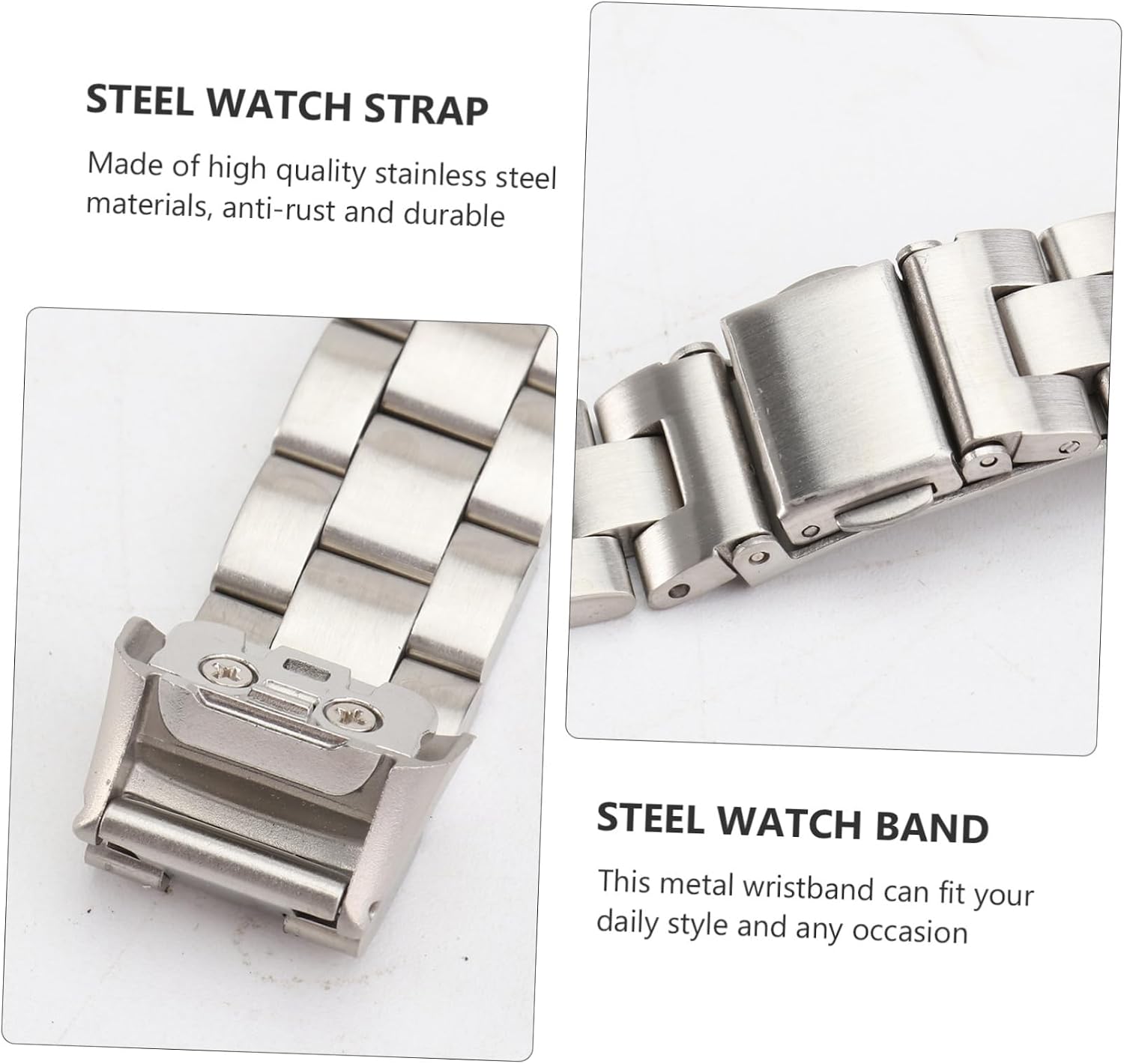 Stainless Steel Watch Band Replacement for Elegant Silver Wrist Strap Stylish Design Comfortable Fit for Daily Wear