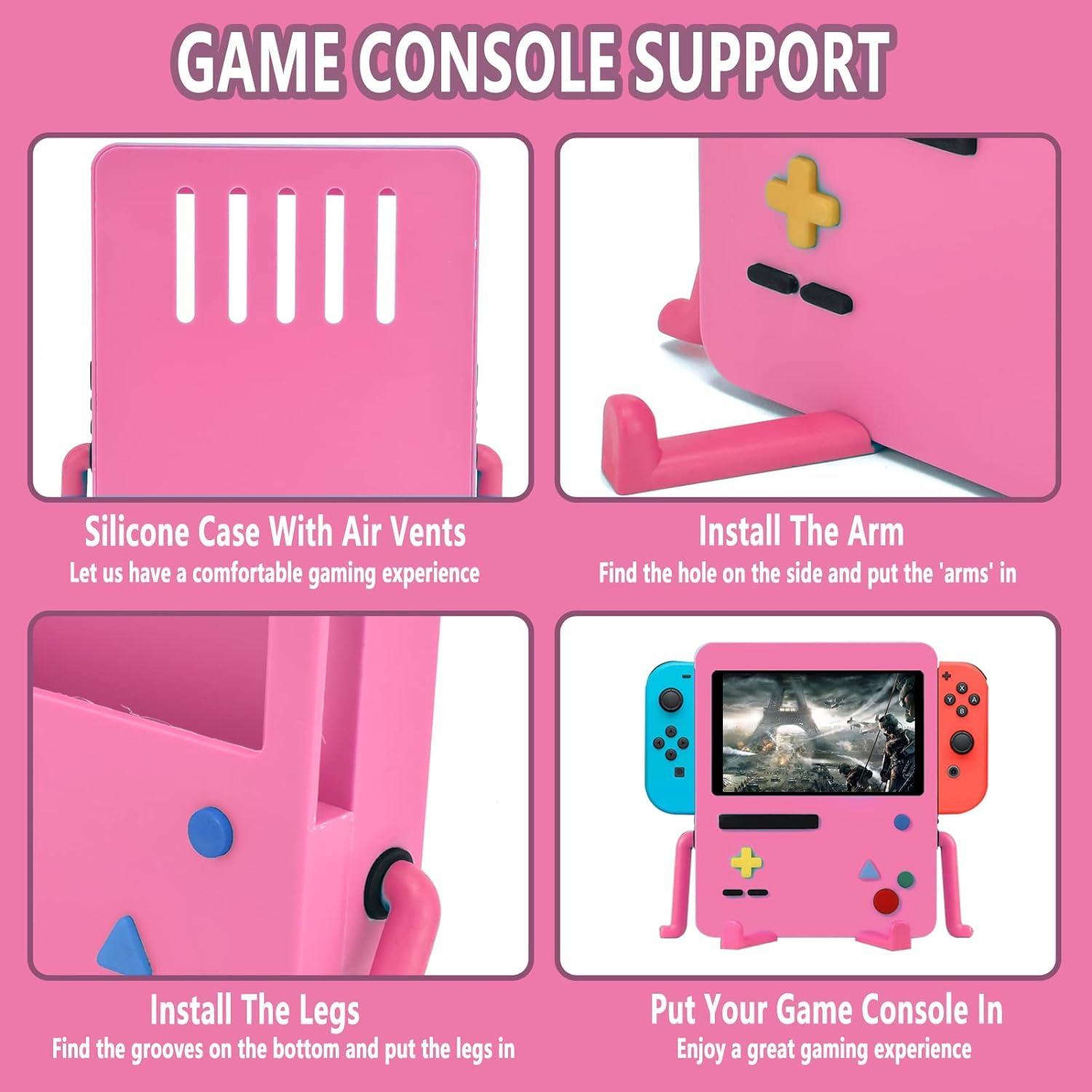 LIULDASHUN Staffa portatile per console di gioco carina, supporto antiscivolo, accessorio per interruttori e altre console, perfetta per feste all'aperto e viaggi []