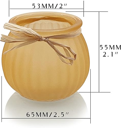 Miniatura 7 de Juego de 6 portavelas de otoño, candelabros votivos de calabaza de cristal para decoración de mesa de Acción de Gracias de Halloween