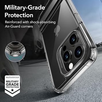 ESR iPhone 15 Pro Max için Kılıf, Metal Kickstand Kılıf, 3 Stand Modu, Askeri Sınıf Düşme Koruması, Kablosuz Şarjı Destekler, Patentli Kickstand ile İnce Arka Kapak, Boost Serisi, Şeffaf | Kablosuz Şarj, Askeri Sınıf Düşme Koruması, İnce Destekler