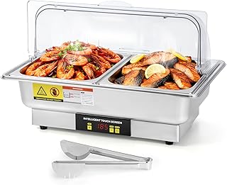 Dyna-Living Electric Chafing Dishes for Buffet, 9.5QT Stainless Steel Food Servers and Warmers 600W Food Warmers for Parties Buffet Catering, Half Size Electric Chafing Dish Buffet Set W/Temp Control