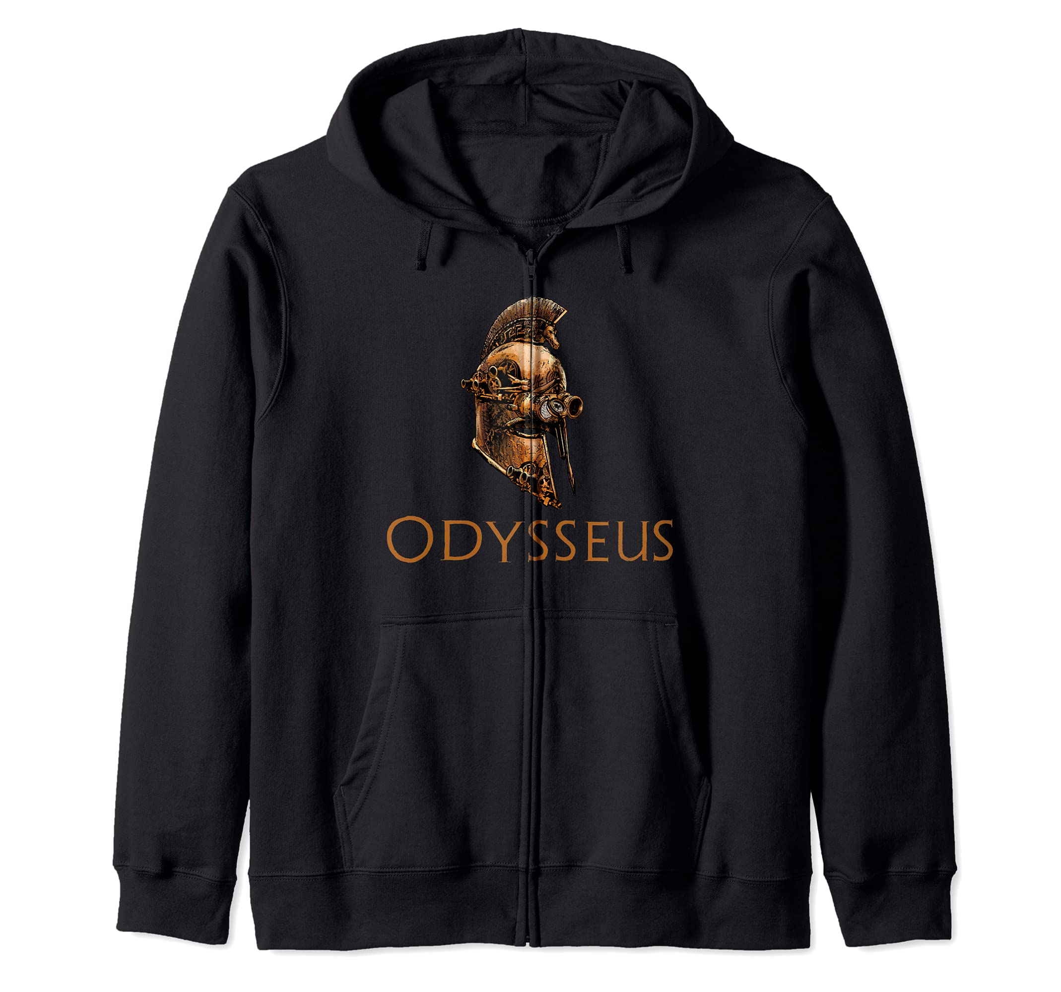 Odysseus - Steampunk Ancient Greek Helmet - Trojan War Zip Hoodie, Black