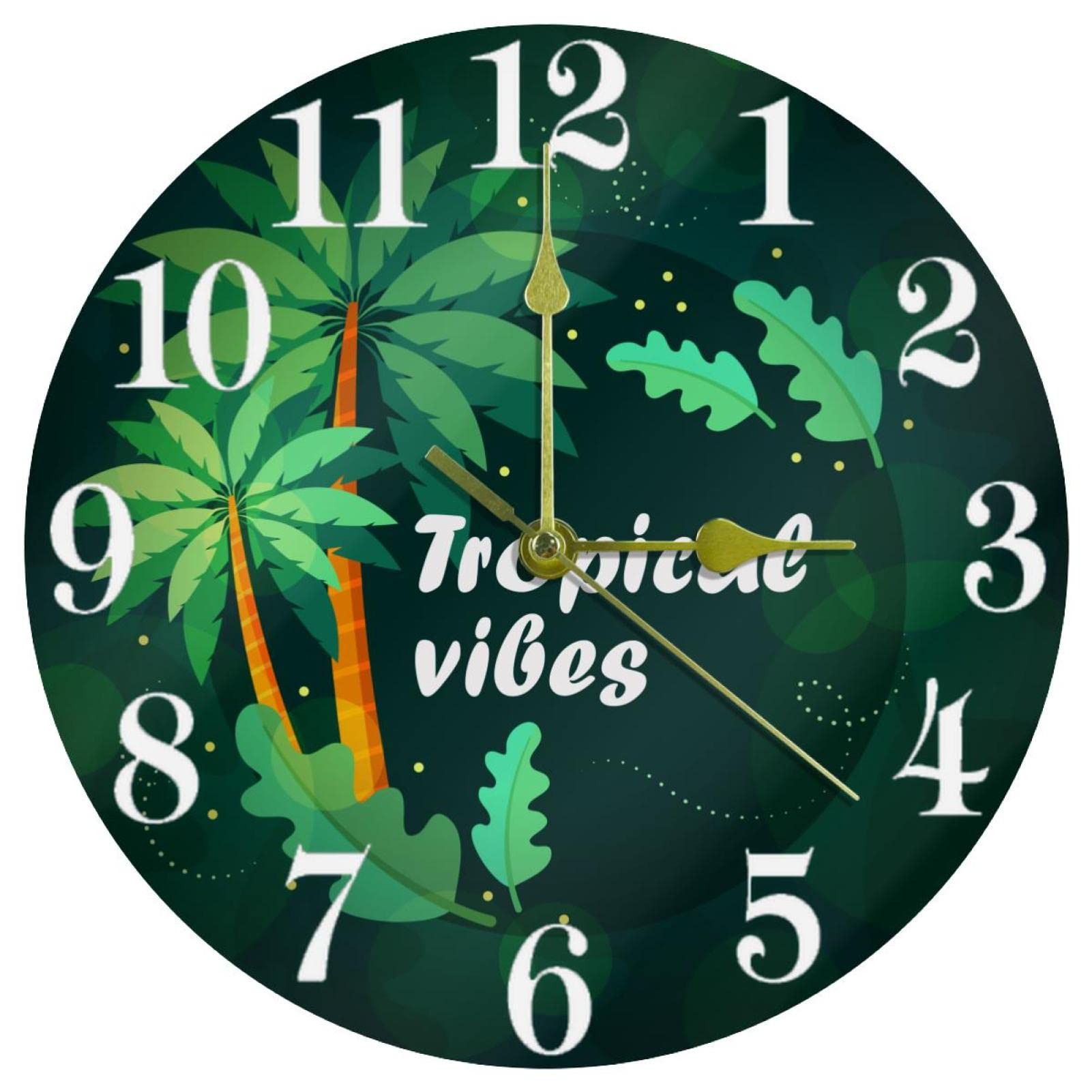 Horloge murale à quartz Tropical Vibes 25,4 cm silencieuse pour salon