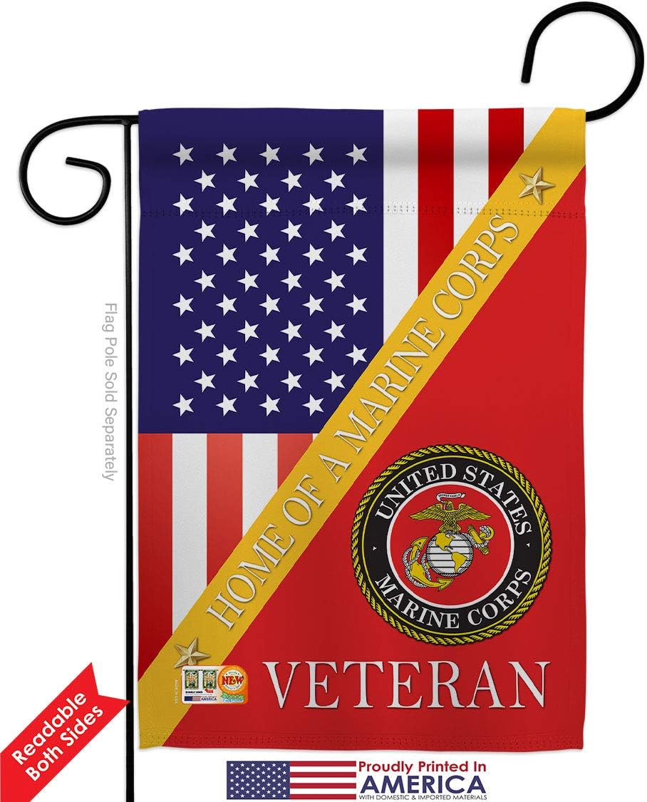 Home of Marine Corps Garden Flags Pack Armed Forces USMC Semper Fi United State American Military Veteran Retire Official USA Vintage Applique Small Gift Yard House Banner Double-Sided 13 X 18.5